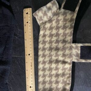 Houndstooth Wool Blend Dog Coat - Taupe & Cream